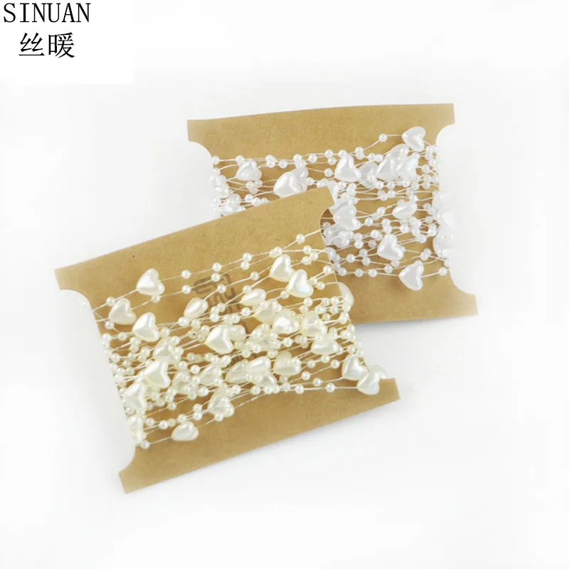 

SINUAN New Style Pearl Bead Chain Heart Beads Acryl Pearl Chain 5Meter/Card Stage Props Diy Festive Decorations Chinese Beads