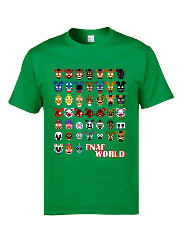 Новинка г., футболка FNAF World Game хлопковые футболки с вырезом лодочкой в европейском стиле топы с забавными персонажами из мультфильмов, футболка - Цвет: Зеленый