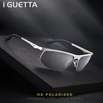 

iGUETTA Polarized Sunglasses Men Square Driving Men Sunglass Vintage Polarized Sun Glasses Men Metal Luxury Brand UV400 IYJB524