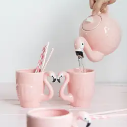 Оптовая продажа творческий 3D розовый Famingo Coffeware устанавливает супер Красота фарфор Чай горшок красивая девушка подарок на день рождения