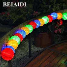 BEIAIDI водонепроницаемый фонарь 30 светодиодный солнечный светящийся шар Сказочный свет для рождественской вечеринки патио садовое наружное освещение