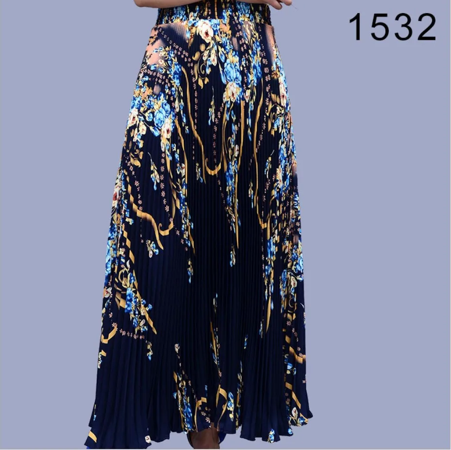 Летняя Гибкая эластичная плиссированная юбка миди трапециевидной формы из шифона с цветочным принтом для женщин, винтажные женские юбки saia saias