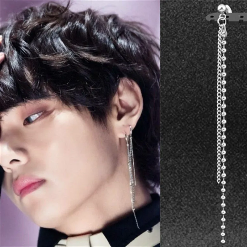 KPOP DNA корейские V серьги JIN SUGA Jimin Bangtan для мальчиков длинные с кисточками модные