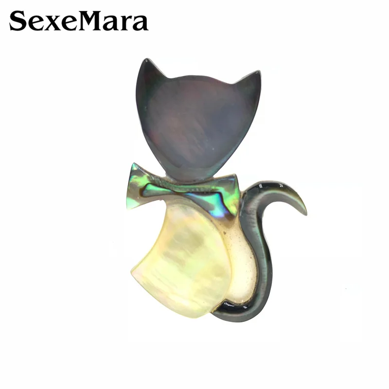 

SexeMara Natural Shell Cat Brooch Pin For Women Men Sexy Cat Animal Banquet Unique Design Party Weddings Brooch Gifts