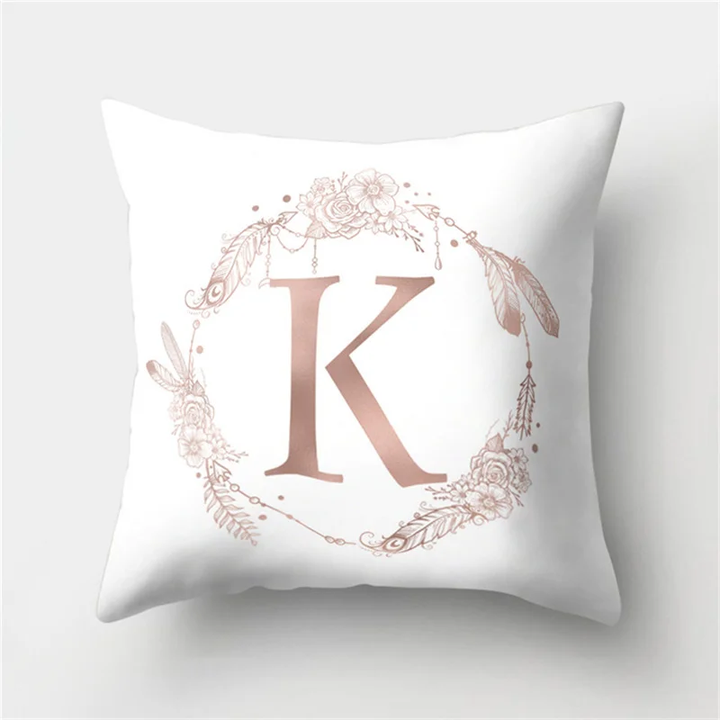 1 шт. розовое золото декоративная подушка с английским алфавитом, чехол для подушки с буквами полиэфирная Подушка Чехол Диван Kussenhoes домашний декор 40803 - Цвет: K