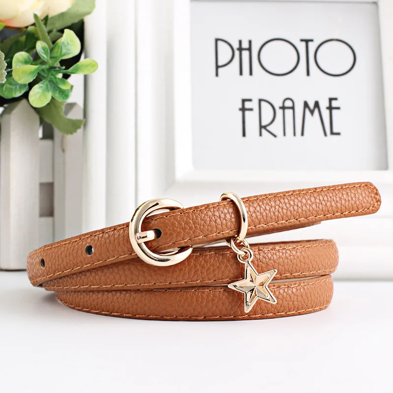 

PU Leather Thin Belt Female Waist Belts Women Star decoration student Belt Strap cinturon mujer cinto feminino cinturones
