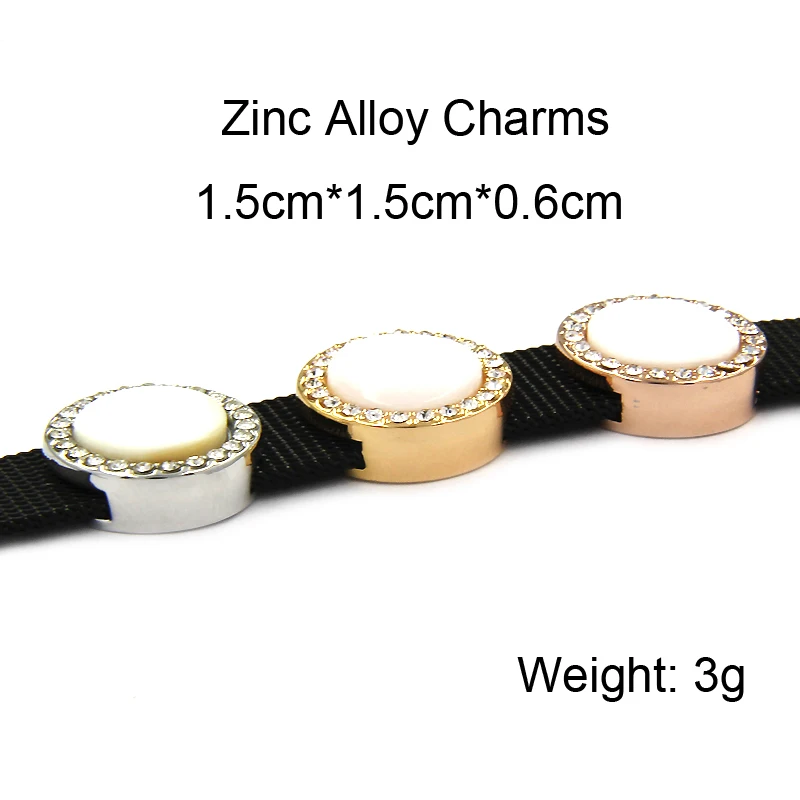 Ювелирные изделия YUKAM Pave White Crystal Mother of Pearl Disc Slide Charms для браслетов из нержавеющей