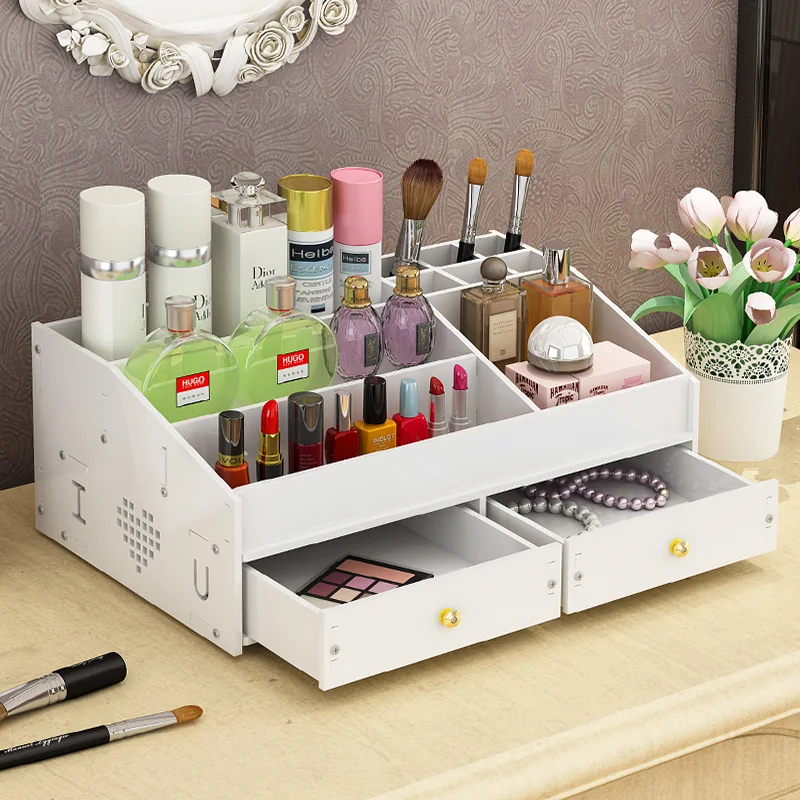 

Waterproof large cosmetic storage box home drawer type desktop finishing box dressing table plastic lipstick mask case mx0125140