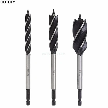 

3Pcs Spiral HSS Drills for Wood 10/16/25mm Hex Power Tools Chuck Bits