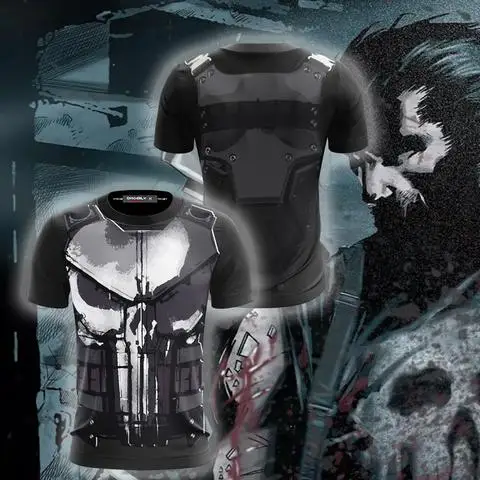 

Punisher (2019) Cosplay Unisex 3D T-shirt Compression Shirts Long Sleeve Cosplay Costume fitness Clothing Tops Male
