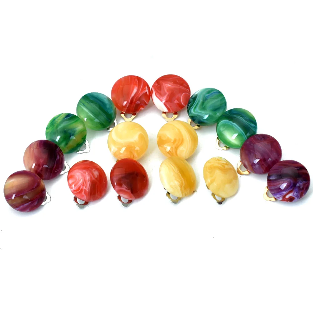 Женские круглые серьги клипсы Bing Tu желтые и зеленые геометрические манжеты без