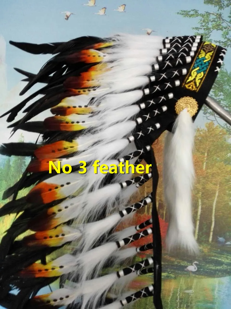 

36inch black Indian feather Headdress indian warbonnet handmade costume dancewear halloween costumes supply feather hat