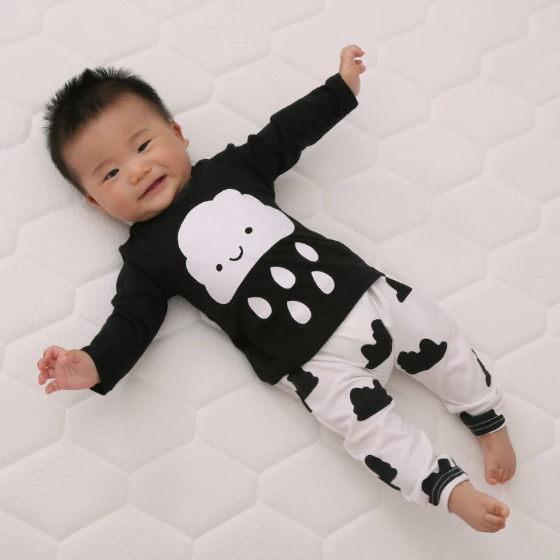 2017 New cute kids clothes boys baby long sleeve cotton T shirt Pants suits retail newborn
