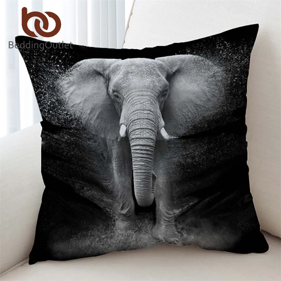 

BeddingOutlet 3D Elephant Cushion Cover Double Side Printed Pillow Case Black White Pillow Covers Photography Funda Cojin 45x45