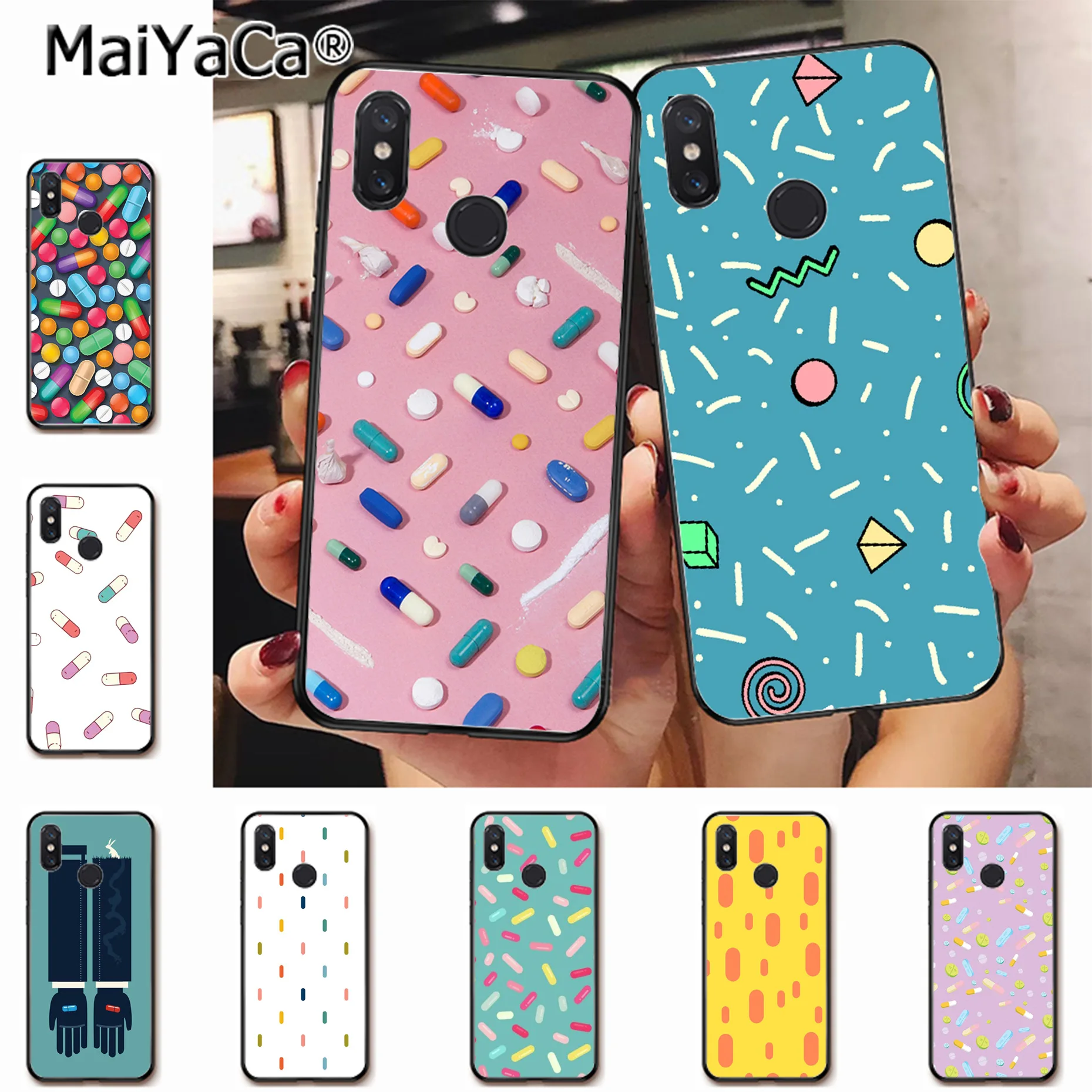

MaiYaCa Pill Patterns Tablets and Capsules pop candy pink Phone Case for xiaomi mi 6 8 se note2 3 mix2 redmi 5 5plus note 4 5 5