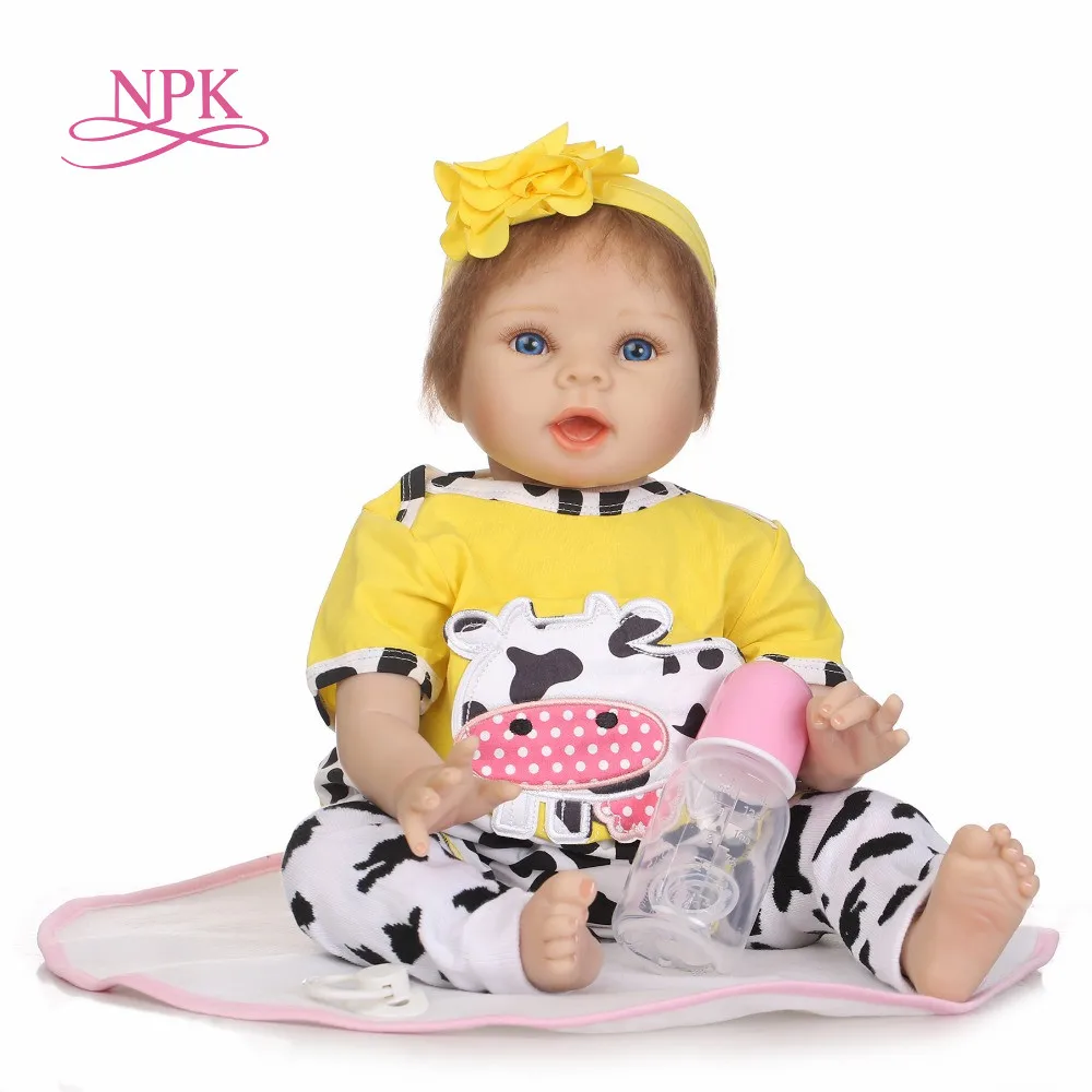 

NPK 22''Handmade Silicone vinyl adorable Lifelike toddler Baby Bonecas girl kid bebe doll reborn menina de silicone