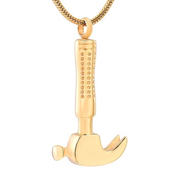 

IJD8239 Cremation Urn Stainless Steel Hammer Tool Memorial Necklace Keepsake Jewelry Men`s Funeral Ash Holder Necklace Jewelry