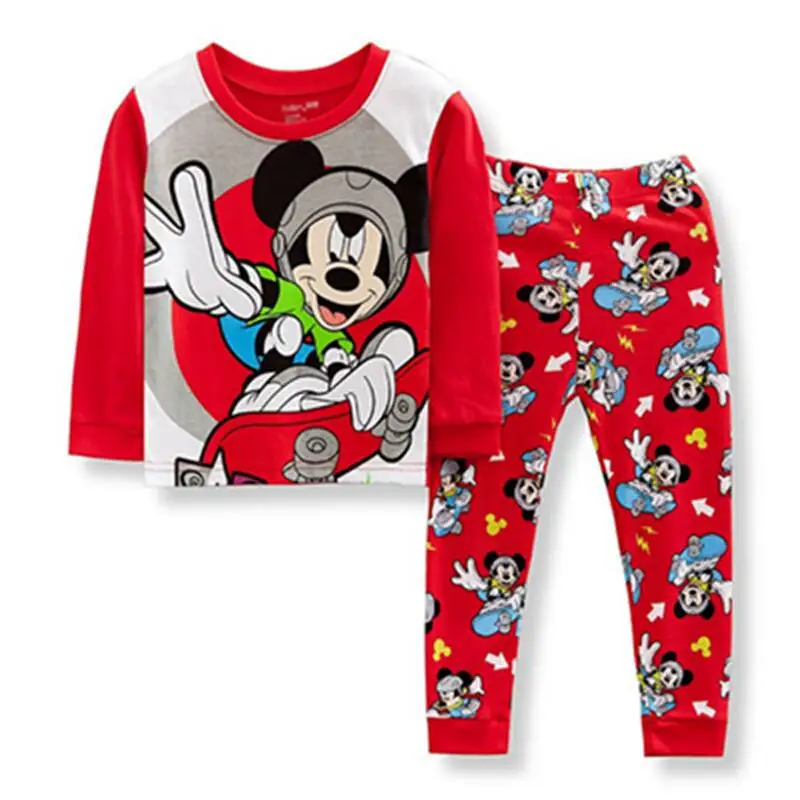 Новые детские пижамы из хлопка с длинными рукавами пижамы принцессы одежда для сна для девочек и мальчиков Топ Брюки, 2 предмета дети комплект одежды sp085 - Цвет: color at picture