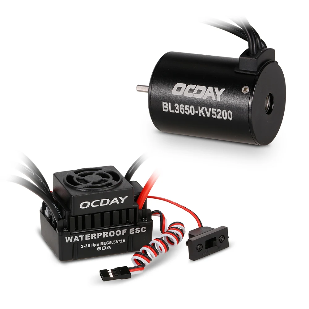

3650 5200KV 3900KV Brushless Sensorless Motor with 60A Waterproof ESC for RC Car 1:10 Truck Model SUV Crawler DIY RC Car Part