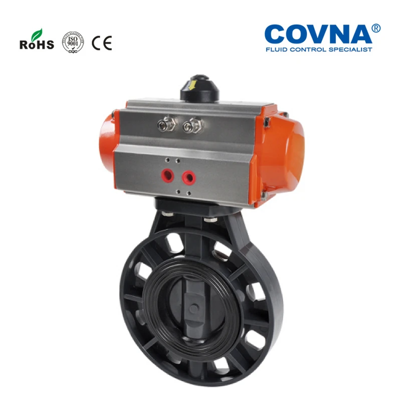 2 дюйма UPVC пневматический клапан-бабочка двойного действия Пластик воздушный клапан-бабочка уплотнительными Максимальная рабочая Давление 10Bar