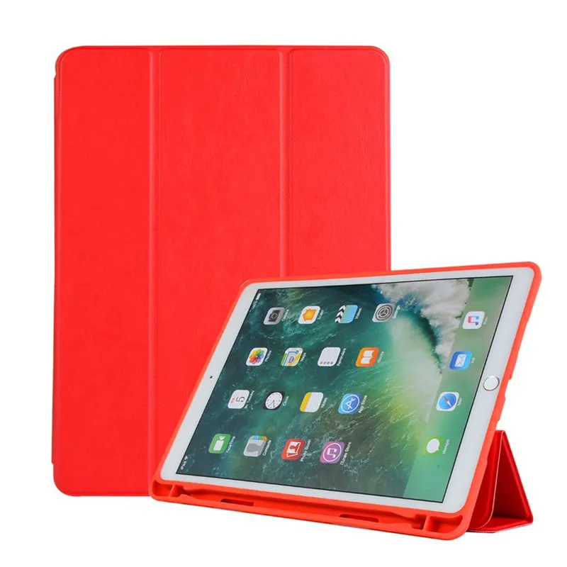 Смарт-чехол из полиуретановой кожи для Apple iPad Air 3 10,5 с держателем карандаша мягкий силиконовый задний Чехол для iPad Pro 10,5 дюймов - Цвет: Красный