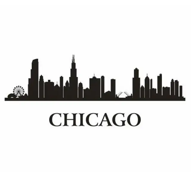 CHICAGO City Decal Landmark Skyline Wall Stickers Sketch Decals Poster