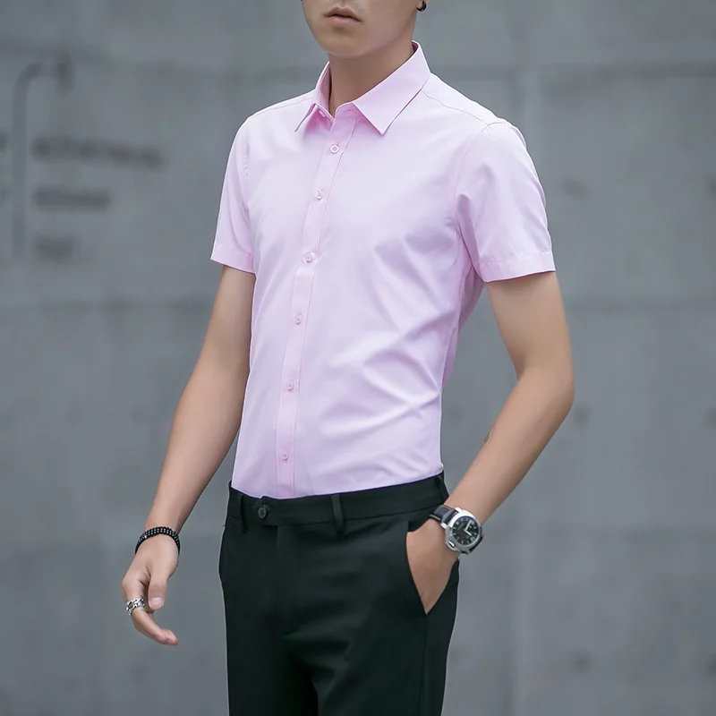 

Mens Dress Shirts 2018 New Arrival Brand Men's Business Shirt Short Sleeves Turn-down Collar Brand Clothing Plus Size 5XL