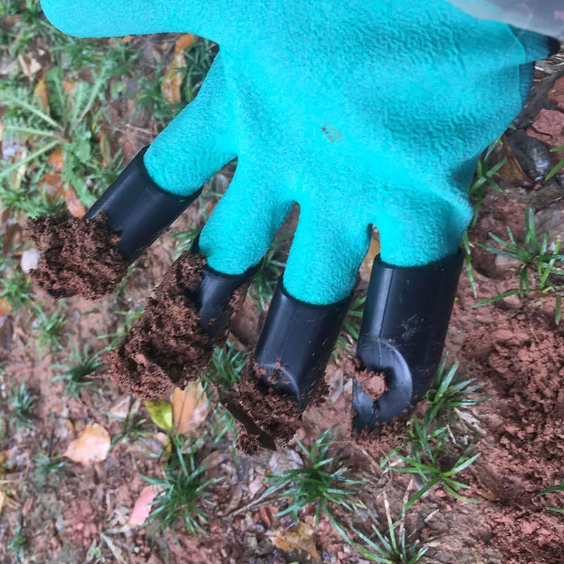 1 пара резиновых полиэфирных строителей садовые рабочие латексные перчатки напальчники из АБС-пластика садовые перчатки для копки и посадки