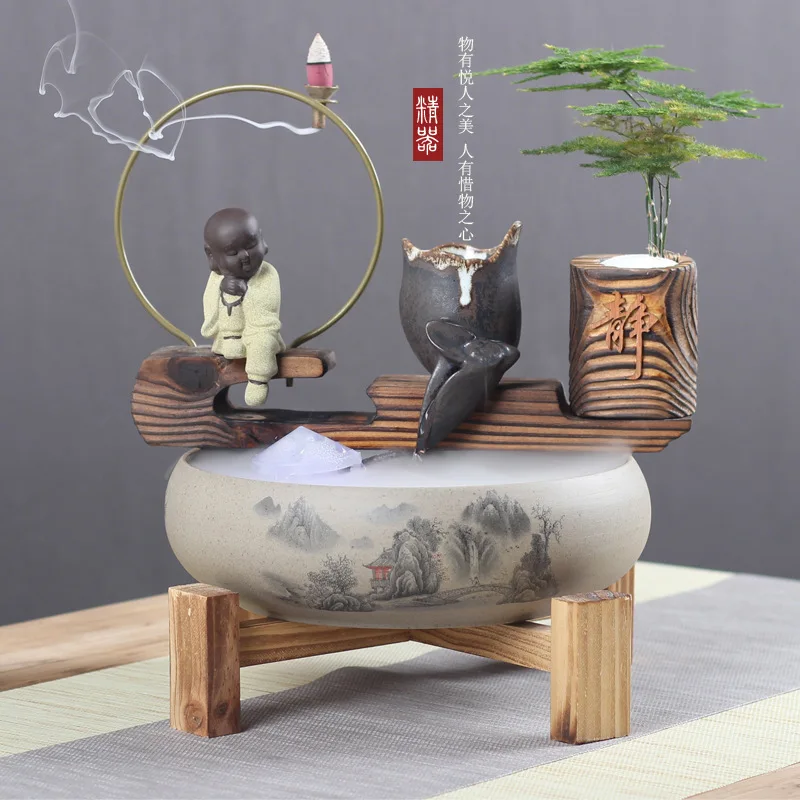 

2019 Real Incense Holder Manufacturers Selling New Zen Furnishing Articles Young Monk Little Waterscape Desktop Home Decoration