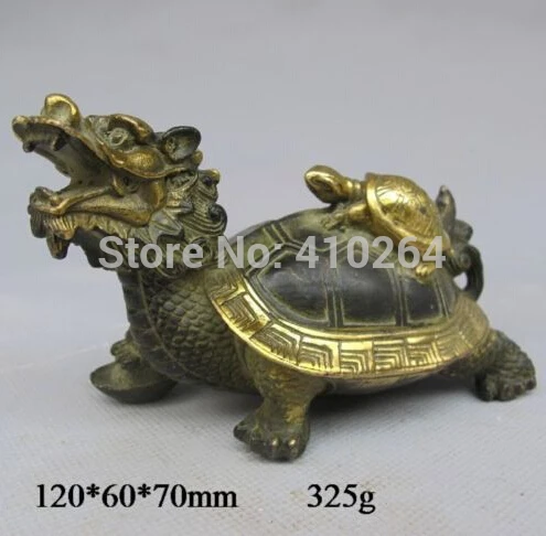 

Plate with gold Pure Bronze Fengshui Dragon Turtle Statue discount 30%