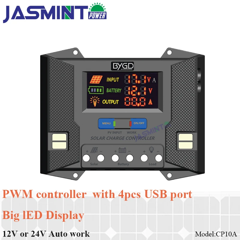 10A 20A 30A 40A 12 V/24 V PWM регулятором солнечного заряда контроллер с ЖК дисплей USBX4 3 я