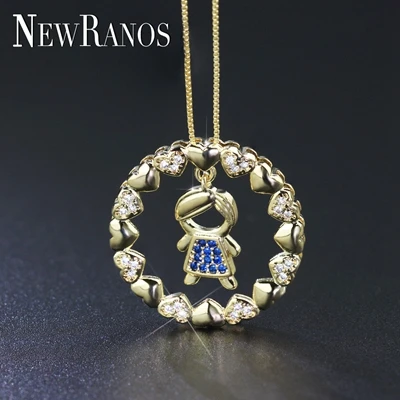 Newranos Loving family, ожерелье для мальчиков и девочек, ожерелье для мамы, папы и дочки, ожерелье и подвески для женщин и детей, ювелирное изделие, feminino, PWX049 - Окраска металла: boy gold