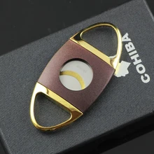 COHIBA Stainless Steel Cigar Cutter Super Sharp Sawtooth Baldes Cigar Guillotine Gift Box Packaging