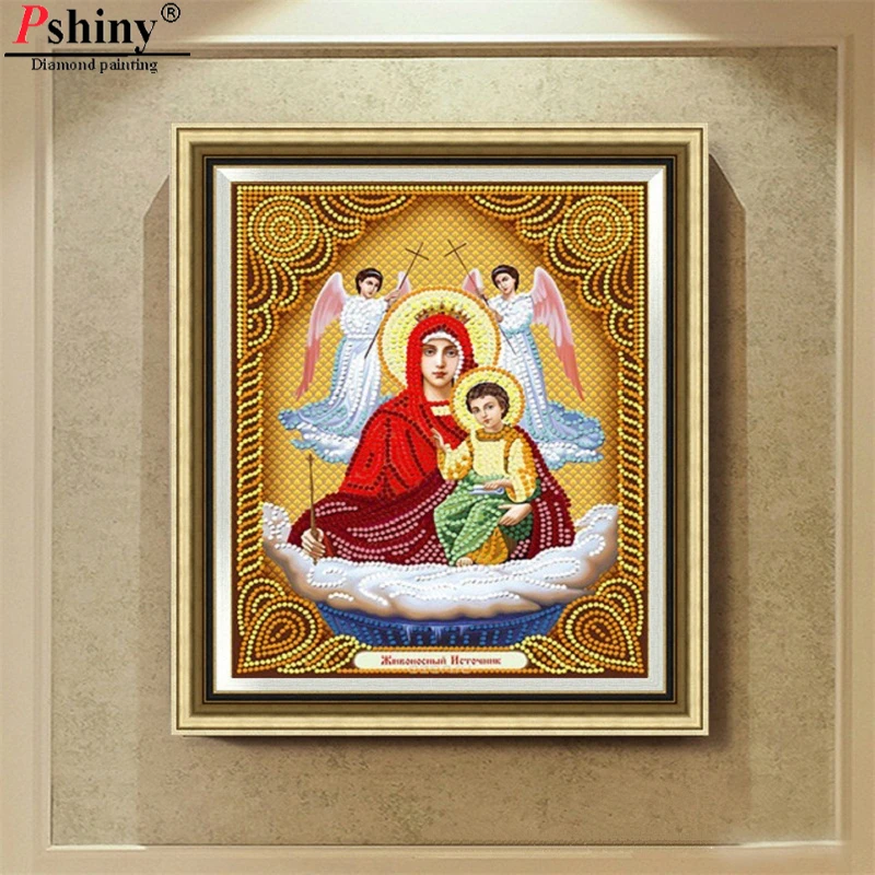 Pshiny 5d DIY картина вышитая бисером комплект религиозный с Девой Марией частичное