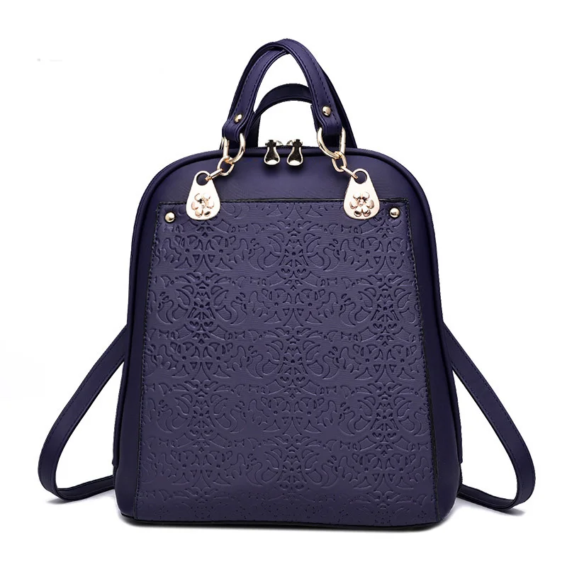 Raged Sheep Women PU Leather Backpacks Ladies Embossed Elegant School Bag Pack For Teenager Girls Female