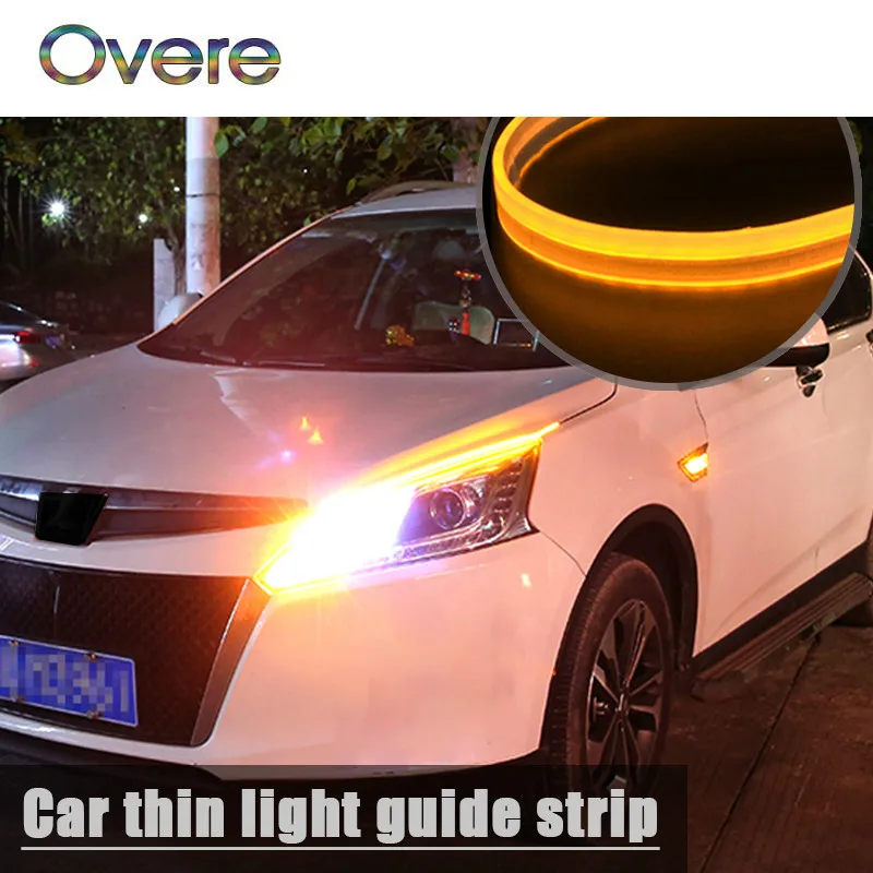 

OVERE Cars DRL LED Daytime Running Lights Car Turn Signal Guide Strip For Citroen c4 c5 c3 Alfa Romeo Mazda 3 6 CX-5 Accessories