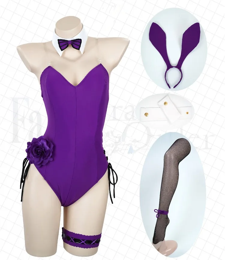 Fate/Grand Order FGO Косплей Костюм бармена Scathach костюмы Банни Леди Купальники комбинезоны фиолетовый униформа, костюмы