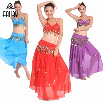 

Belly Dance Costume Bollywood Costume Indian Dress Bellydance Dress Womens Belly Dancing Costume Sets Tribal with Waist Chain
