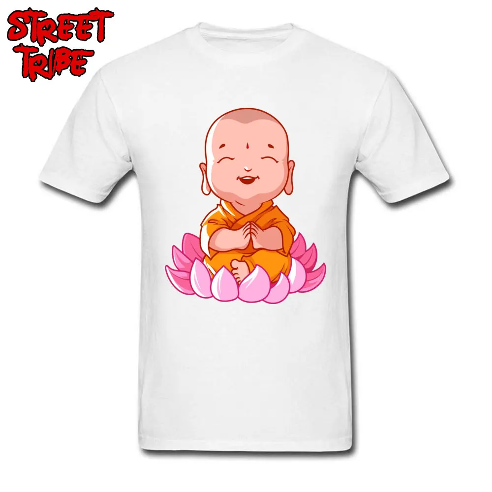 Design cartoon buddhism buddha T Shirt Oversized Summer Autumn Short Sleeve O-Neck Tees 100% Cotton Men Normal Tee Shirt cartoon buddhism buddha white