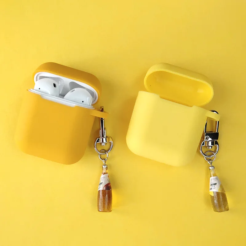 Простой яркий красный Силиконовый чехол для Apple Airpods аксессуары сумка наушников