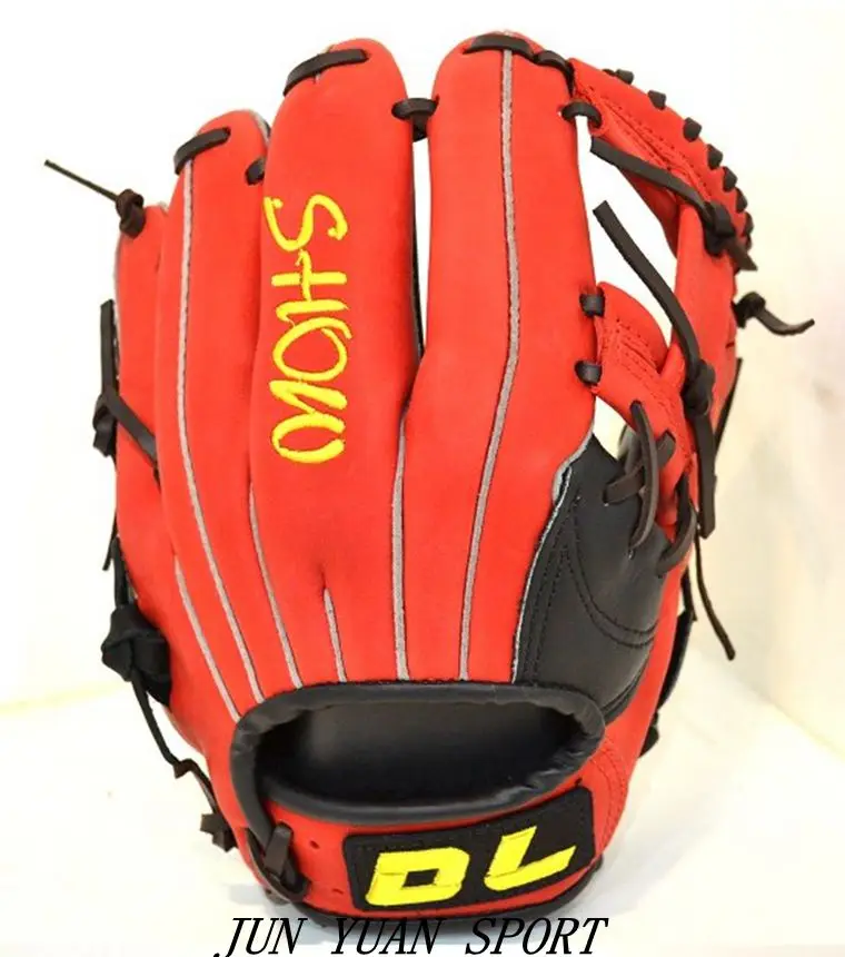 

High quality!DL Real Leather MenPro Player Baseball Softball Glove cowhide leather baseball gloves Outdoor Team Sports,Red color