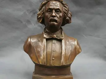 

11" China Bronze Copper Great literator Scientist Einstein Head Busts Statue