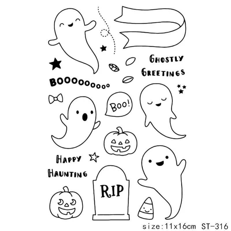 

AZSG Happy Christmas Lovely Ghost Clear Stamps/Seal For DIY Scrapbooking/Card Making/Album Decorative Silicone Stamp Crafts