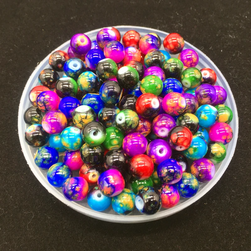 

6 /8/10mm High Quality Glass Loose Spaced Beads Jewelry Bracelet Necklace Making DIY