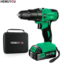 21V power tool handheld electric drill lithium cordless drill household rechargeable electric screwdriver 3/8-Inch 2-Speed