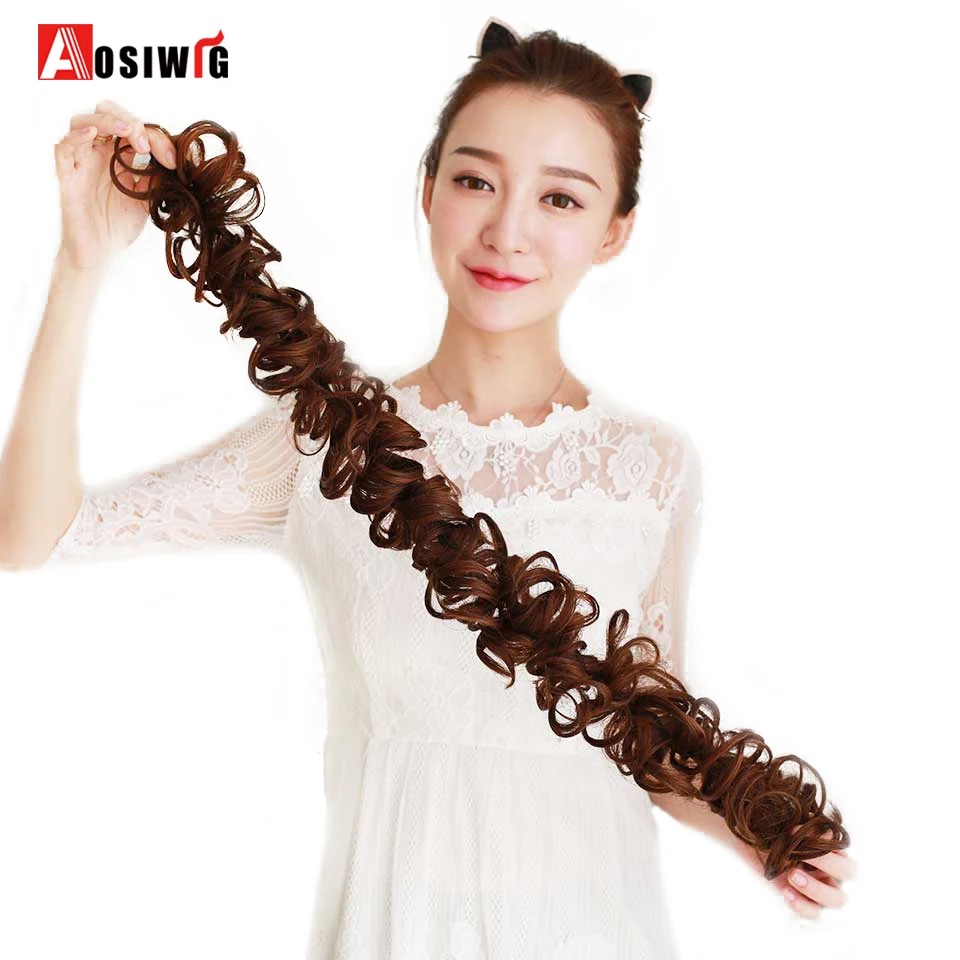 

AOSI Women's Curly Chignon With Rubber Band Heat Resistance Synthetic Scrunchie Wrap Twining wig