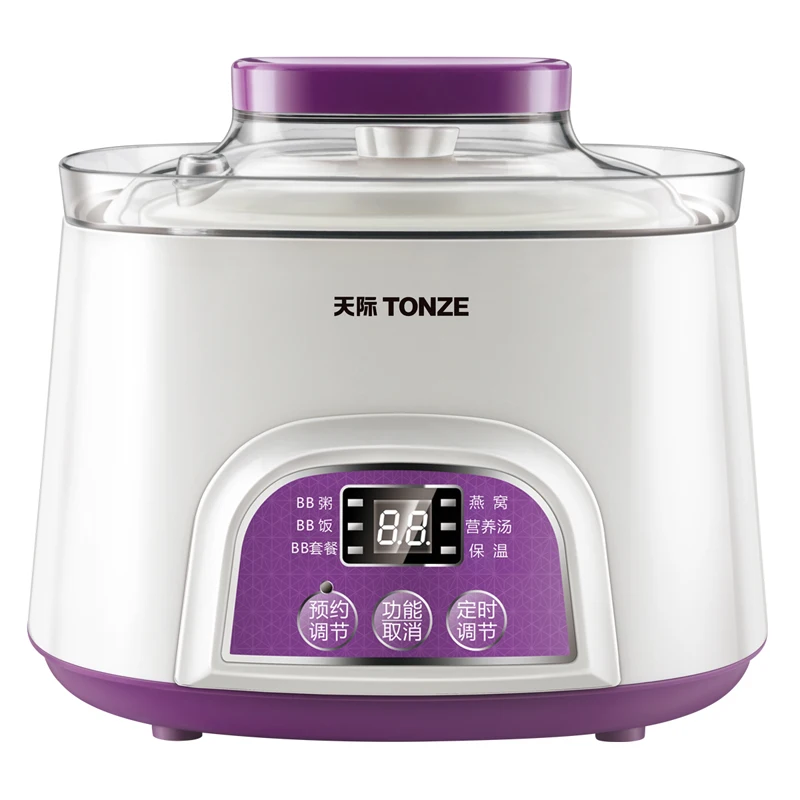 

Seperated By Water Stew Electric Stew Pot with Ceramic Whitewave Porcelain Automatic Slow Cooker of Microcomputer Control Purple