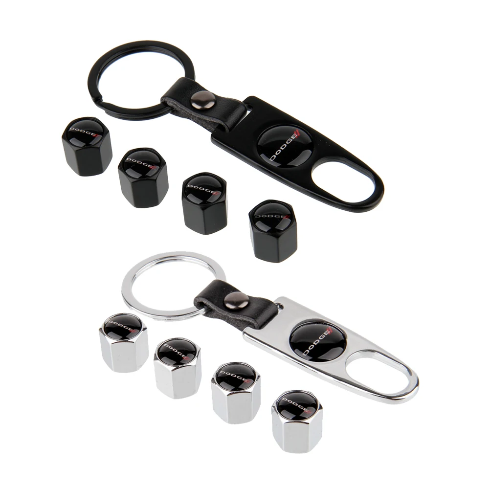 

Valve Caps Caliber Challenger Caravan Charger RAM 1500 2500 Car Wheels With Mini Keychain Tire Valve Stems Caps Stainless Steel
