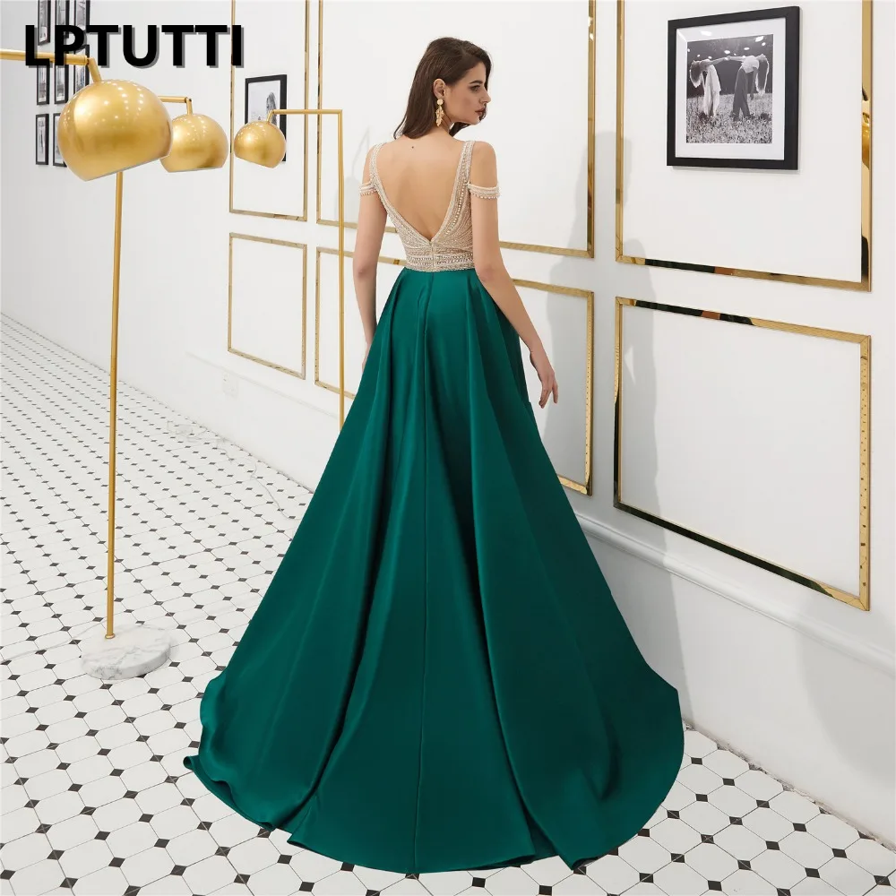 Lptutti с кристаллами, атласное большой Размеры для Для женщин элегантное платье Дата церемонии вечерний для выпускного официальный праздничный роскошный длинное вечернее платье A07