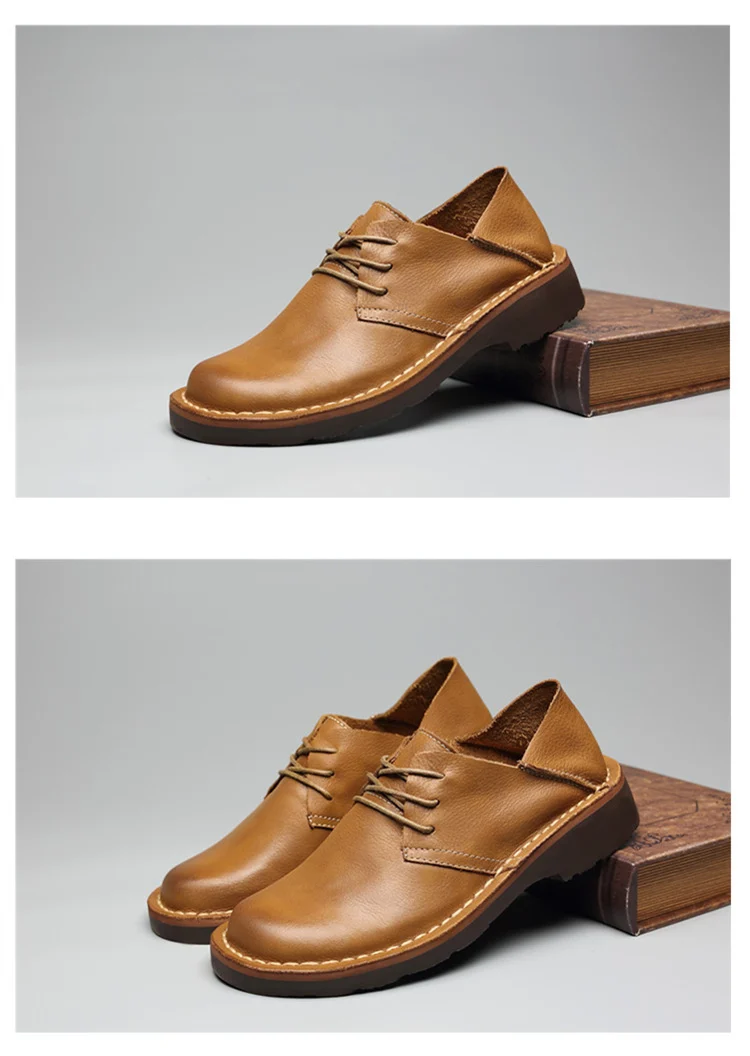 Настоятельно рекомендуем! Мужская повседневная обувь из кожи с натуральным лицевым покрытием в стиле ретро; мужские туфли-оксфорды на шнуровке для отдыха; всесезонные туфли